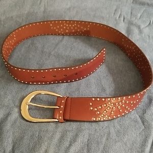 Michael Kors Brown leather studded belt Size L